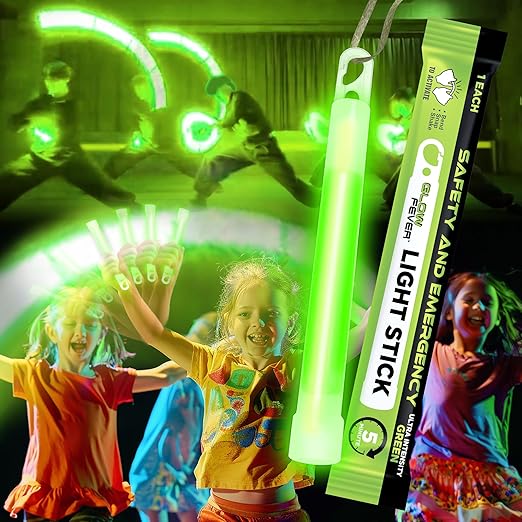 Glow Fever Super Bright Emergency Safety Military Grade Glow Sticks with 5 Minutes Duration. Great for Concerts Live Events, Camping, Dancing, Weddings and Summer Vacation (Green, 10PCS)