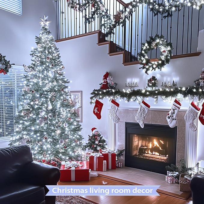 JMEXSUSS 250 LED White Christmas Lights Outdoor, 91.5ft Extendable White String Lights Indoor with 8 Modes for Room Tree Garden Patio Wedding Party Christmas Decorations