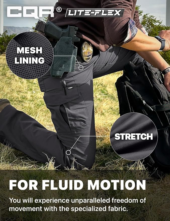 CQR Women's Flex Stretch Tactical Pants, Water Resistant Ripstop Cargo Work Pants with Pockets for Outdoor & Hiking