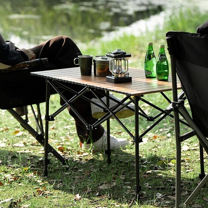 Camping Table Folding Camp Table Roll Up Surface Lightweight, Collapsible Height Adjustable Suitable for Picnic Adults with Carry Bag for Indoor Outdoor BBQ Picnic Gathering Patio