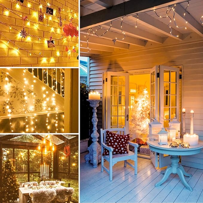 Extra-Long 300LED Christmas Lights Outdoor Indoor, Upgraded Warm White String Lights for Bedroom, Waterproof 13 Modes Plug in Twinkle Fairy String Lights for Home Party Wedding Garden (Warm White)