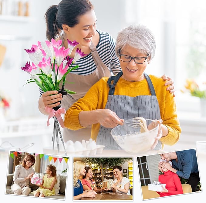 4 Pack Solar Garden Lights Outdoor, 7 Color Changing LED Powered Waterproof Lily Flowers Landscape Lights for Outside Yard, Patio, Pathway Decorative, Décor, Gifts