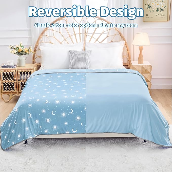 inhand Cooling Blanket Queen Size (90"x90") - Cooled Blankets for Hot Sleepers Lightweight Breathable Summer Blanket for Sleeping Night Sweats to Keep Cool in The Heat -Light Blue
