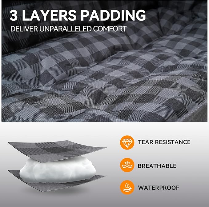 Double Camping Chairs Padded Loveseat Chair for 2 Person - Heavy Duty Oversized Camping Couch for Adults Outdoor Lawn Beach - Portable Folding Sofa with Cup Holders and Carry Bag, Grey