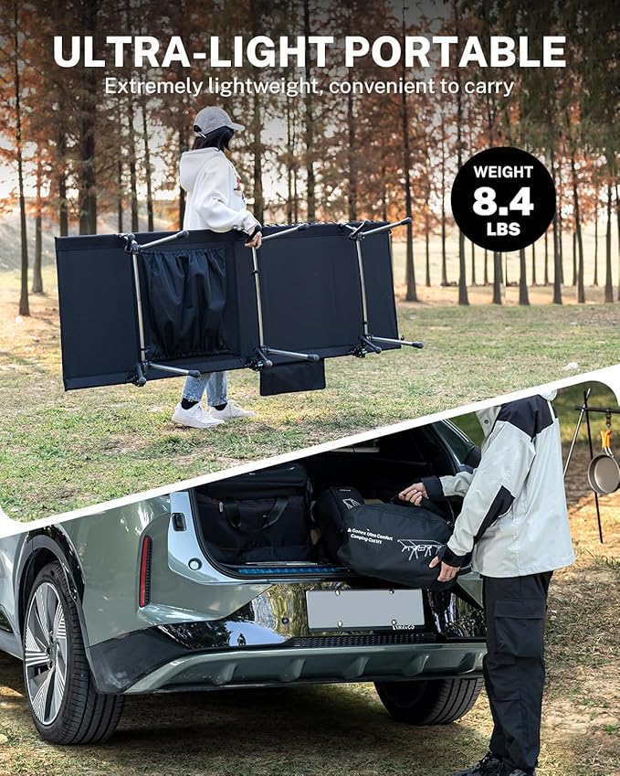 Gonex Camping Cot with Leg Extenders 2 in 1 Portable Ultralight Folding Cot for Adults Adjustable Height Supports 350lbs Sleeping Bed for Backpacking Travel Beach Home 74.8"x27.5"