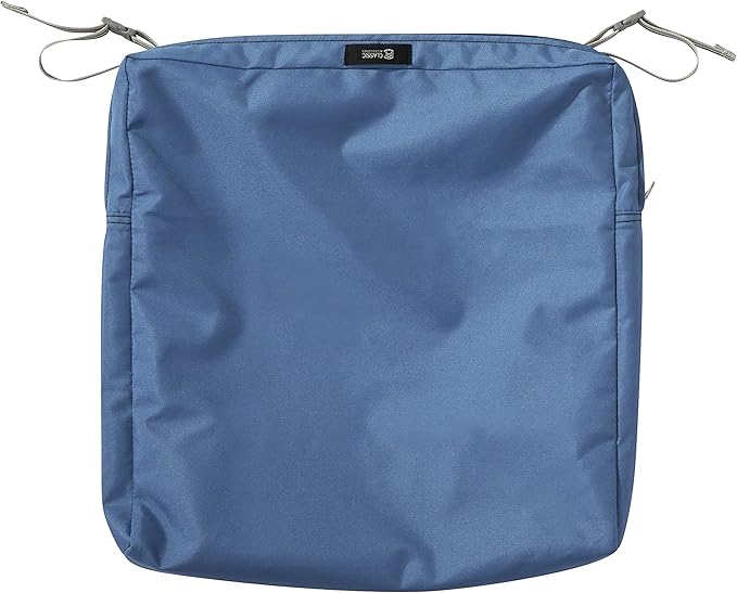 Classic Accessories Ravenna Water-Resistant 19 x 19 x 3 Inch Patio Seat Cushion, Empire Blue, Chair Seat Cushion