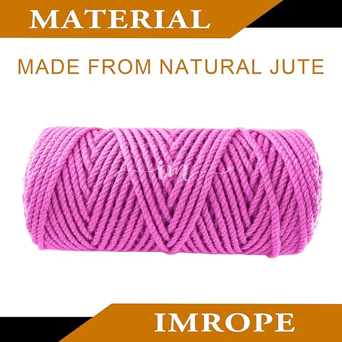 4mm x 100 Feet Pink Jute Rope, Twine for Gardening Tomato Climbing Plant Tie Floristry Crafts Gift Wrapping Packing Decor