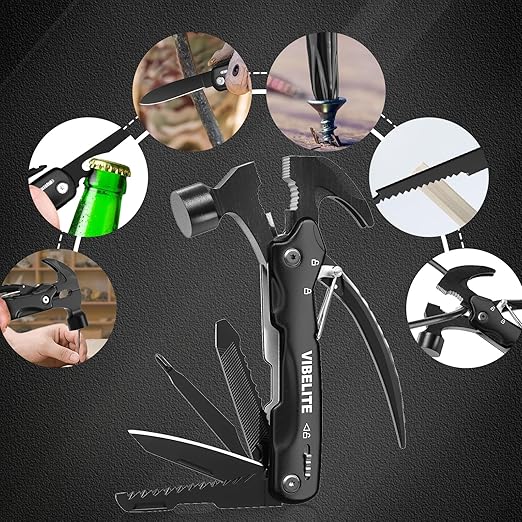 Gifts for Men, 12 in 1 Multitool Hammer for Camping Hunting Hiking, Gifts for Dad, Husband, Him, Birthday Gadgets Idea for Men Him Husband Boyfriend