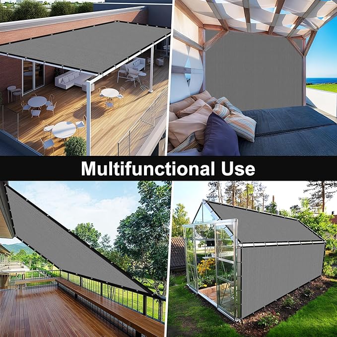 Artpuch 90% Sun Shade Cloth, 3 x 12 FT Pergola Shade Cover Canopy with Grommets, Sun Screen Fabric Tarp for Patio, Outdoor, Garden, Backyard, Light Grey