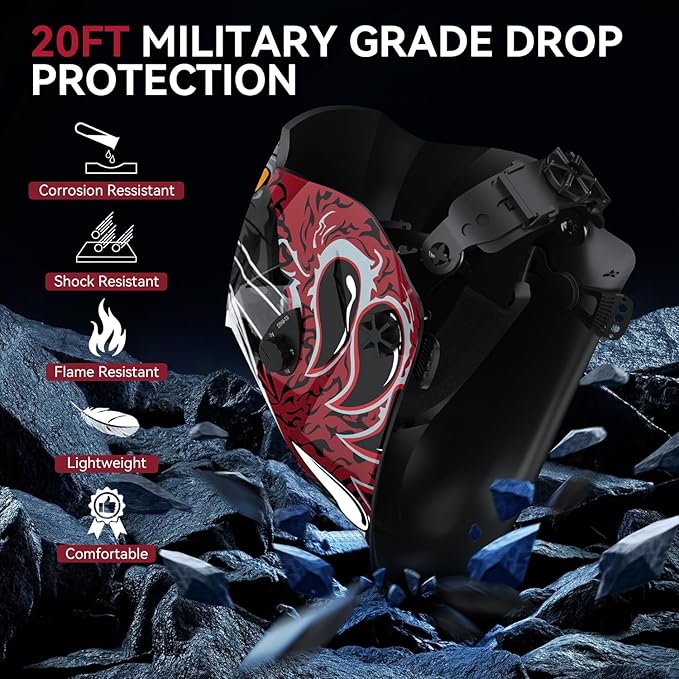 ARCCAPTAIN Auto Darkening Welding Helmet, 1/1/1/1 Top Optical Clarity, True Color Welder Helmet, 4 Arc Sensor 1/25000s Response Time, Wide Shade 4/9-13 for TIG MIG ARC Weld Hood Helmet