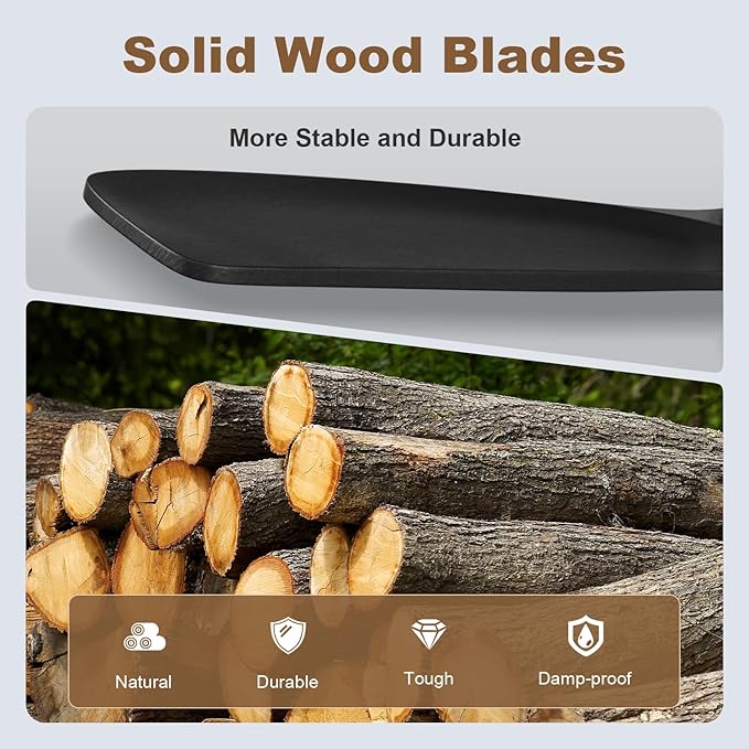 Obabala 52IN Ceiling Fan with Light and Remote Control Indoor Outdoor Ceiling Fan with 3 Blades Wood Reversible Function for Patio, Porch, Bedroom, Living Room (Black)