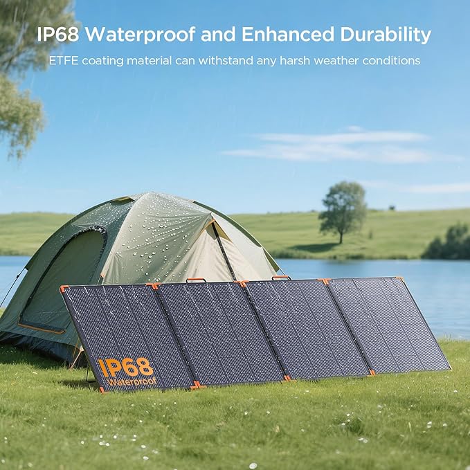 N-Type 16BB 350W Portable Solar Panel for Power Station,Hurricane Preparedness Items,43V Foldable Solar Charger 25% High Efficiency IP68 Waterproof 4 Reinforced Kickstands for Camping RV Trip