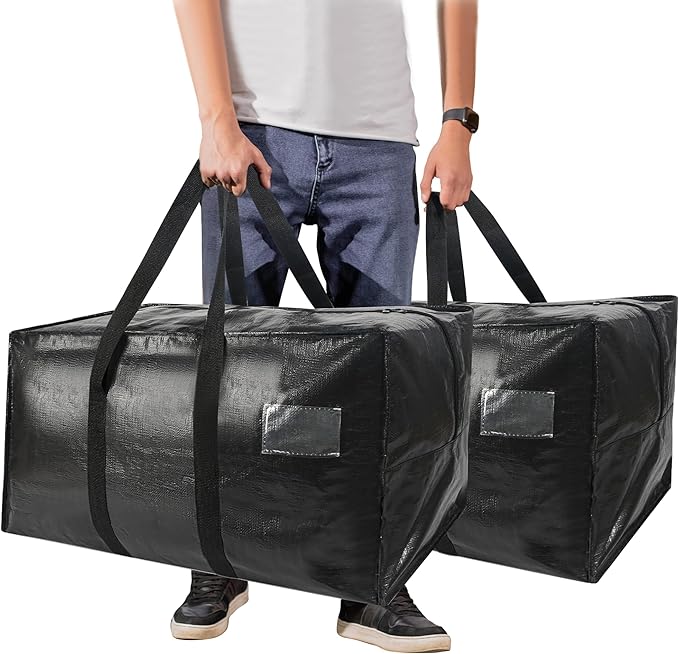 Heavy Duty Extra Large Moving Bags,96 Gallon Jumbo Packing Bags,Huge Moving Storage Bags with Strong Zippers & Carrying Handles,Reusable Big Moving Storage Bags for College Dorm Travel 2Pack