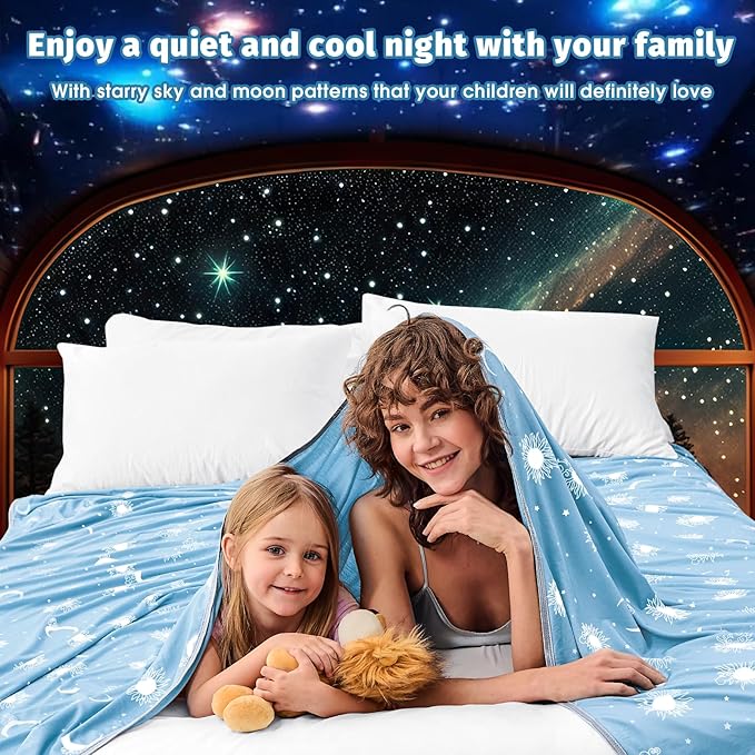 inhand Cooling Blanket Twin Size (60"x80") - Cooled Blankets for Hot Sleepers Lightweight Breathable Summer Blanket for Sleeping Night Sweats to Keep Cool in The Heat -Light Blue