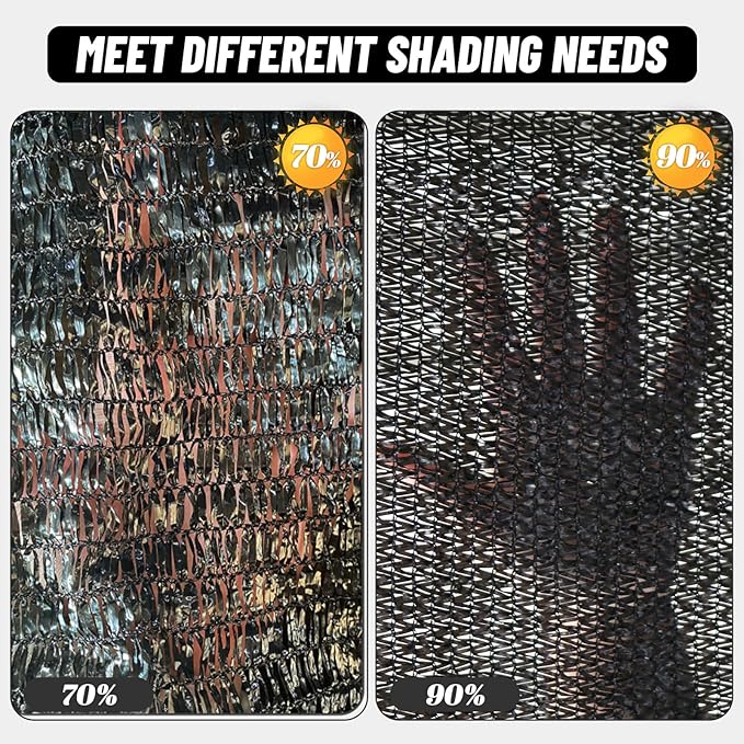 Cool Area 90% Sun Shade Cloth Mesh Tarp with Grommets for Plant Cover 6.5x10ft Patio Canopy Garden Pergola Blackhouse Car Barn Kennel Black