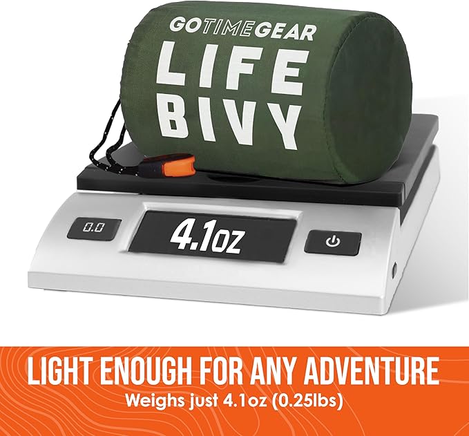 Go Time Gear Life Bivy Emergency Survival Sleeping Bag Thermal Bivy - Use as Emergency Bivy Sack, Survival Sleeping Bag, Mylar Emergency Blanket