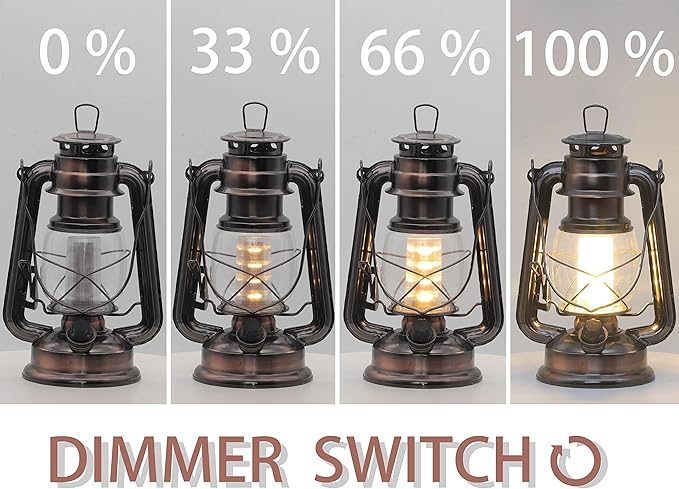 YAKii LED Vintage Lantern Metal Hanging Hurricane 12 LED Dimmer Switch Warm White Battery Operated Lantern Power Outage Indoor Camping Lighting Outdoor Brooklyn Decoration(Copper Pack of 8)