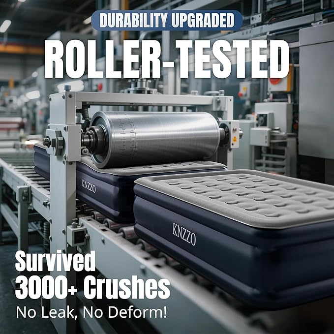 Full Air Mattress with Built-in Pump, 18" Top Inflatable Mattress with Waterproof Flocking Fabric, Three-Minute Quick-Inflatable Bed. Portable Blow Up Mattress for Home, Outdoor and Guests