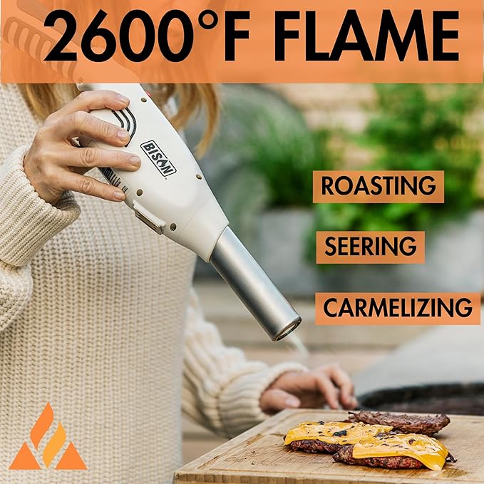 Bison Airlighter 420 | White | Cordless Fire Starter | Camping Essential | Torch Lighter | Perfect for Fire Pits, Camping, Charcoal Grills, Fireplaces | Refillable Butane with Built-in Blower