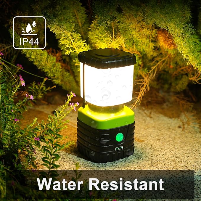 2PCS 3200K Warm Light LED Camping Lantern Rechargeable 1000LM, 4500mAh Power Bank, Flashlight for Hurricane Emergency, Hiking, IP44 Waterproof Lantern(Green)