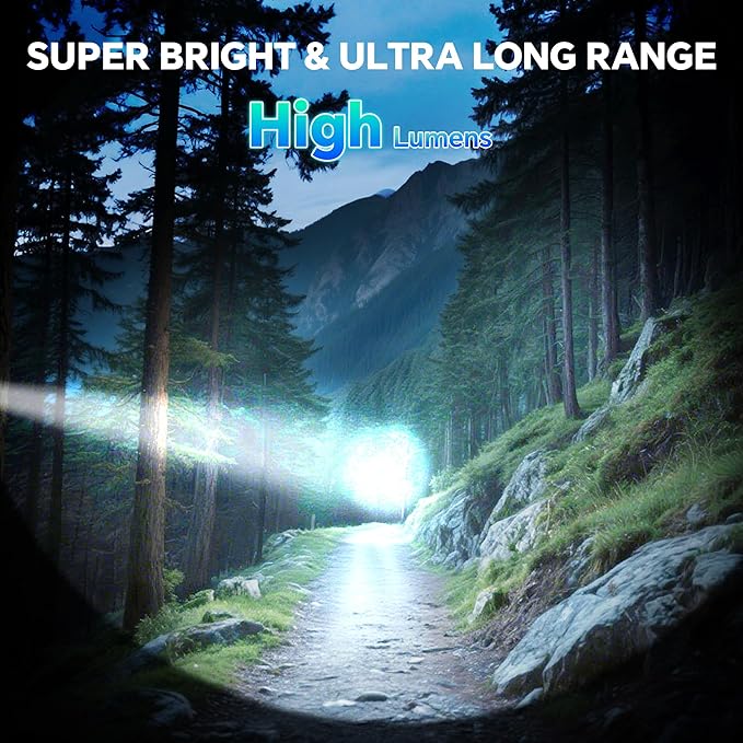 3Pack Rechargeable Flashlights 99000 High Lumens, Super Bright Flashlight with LCD Digital Display, 5Modes Adjustable LED Flashlight Tactical Flashlights High Powered, Flash Lights for Emergency