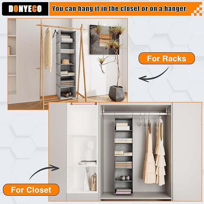 6-Shelf Hanging Storage Closet Organizer, Linen Rv Storage and Organization for Wardrobe, Inside, Camper Accessories, Nursery, Baby Room