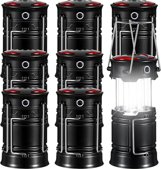 8 Pack Camping Lights and Lanterns Battery Powered Lanterns for Power Outages Lantern Flashlight Red Light and Magnet Base Collapsible Portable Waterproof Emergency Light for Hurricanes Outdoor Hiking