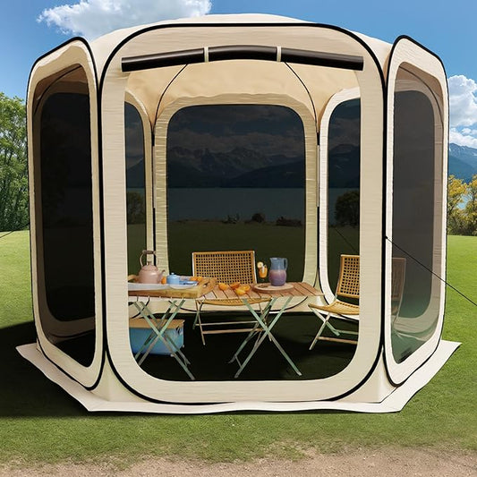 HOOYEAH Pop-up Screen House Tent, Portable Screen Room Camping Canopy Tent Instant Screen Tent Ultimate Outdoor Shelter with Carry Bag for Patio, Backyard, Garden and Outdoor Activities, 10x10