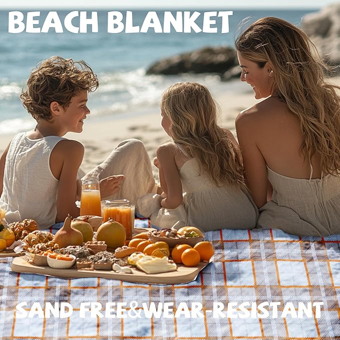 Extra Large Picnic Blankets Lightweight 80x80 Oversized Waterproof Sandproof Outdoor Beach Blanket Camping Grass Mat Vaction Essential Park Accessories Grass Garden Must Have Ground Backyard Supplies