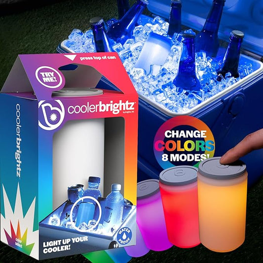 Brightz CoolerBightz LED Cooler Light - 8 Color Modes - Battery Powered Ice Chest Light - Camping Cooler Accessories - Cool Camping, Fishing, Boating, or Tailgating Gadgets