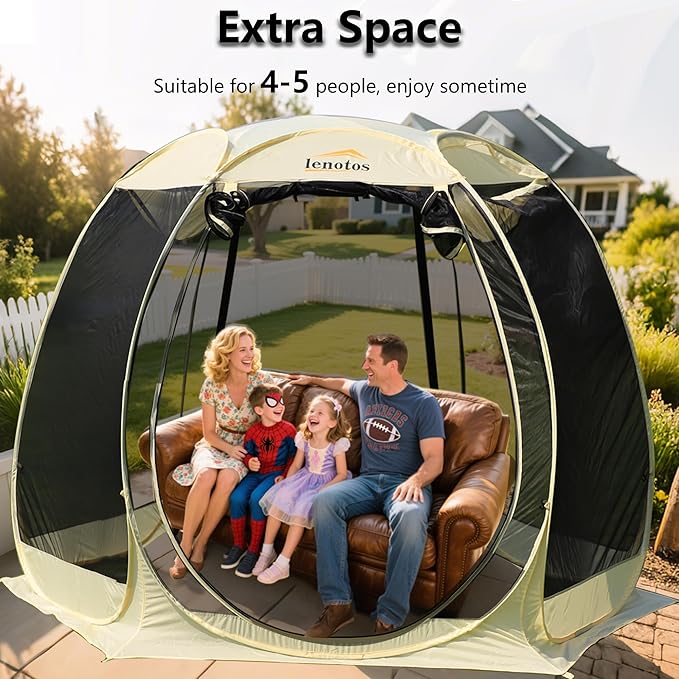 Pop Up Screen House, 10'x10' Outdoor Screen Tent for Camping, Screened Gazebo with Mosquito Netting, Carry Bag