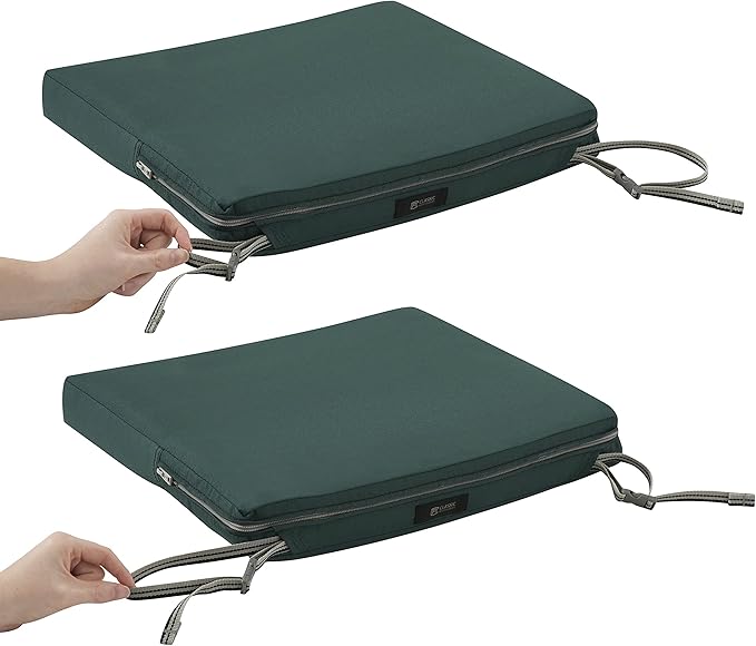 Classic Accessories Ravenna Water-Resistant Patio Chair Seat Cushion, 18 x 18 x 2 Inch, Mallard Green, Patio Furniture Cushions