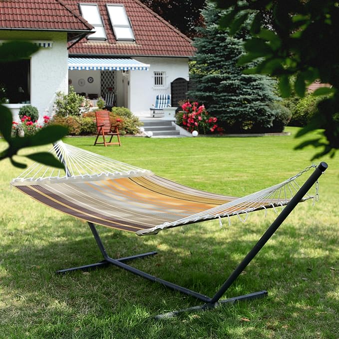 Patio Watcher 13 FT Quick Dry Textilene Hammock - Outdoor Double Hammock - Heavy Duty Hammocks for Outside - 450 lbs Capacity - Coffee