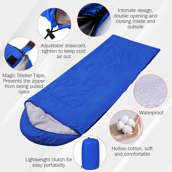 10 Pcs 0 Degree Camping Sleeping Bags Bulk for Adults Cold Weather Sleeping Bags 4 Season Warm Waterproof Lightweight with Compression Sack for Backpacking Hiking Travel Homeless