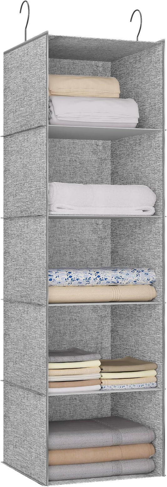 5-Shelf Hanging Storage Closet Organizer, Linen Rv Storage and Organization for Wardrobe, Inside, Camper Accessories, Nursery, Baby Room