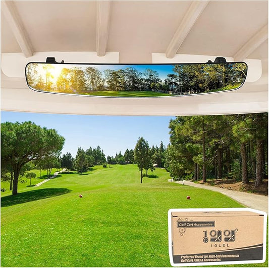 10L0L Panoramic Convex Golf Cart Mirror for EZGO, Club Car, Yamaha, Golf Cart Rear View Mirror (Double Bracket)
