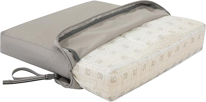 Classic Accessories Ravenna Water-Resistant 23 x 23 x 5 Inch Square Patio Seat Cushion Slip Cover & Foam, Mushroom, Lounge Chair Cushion