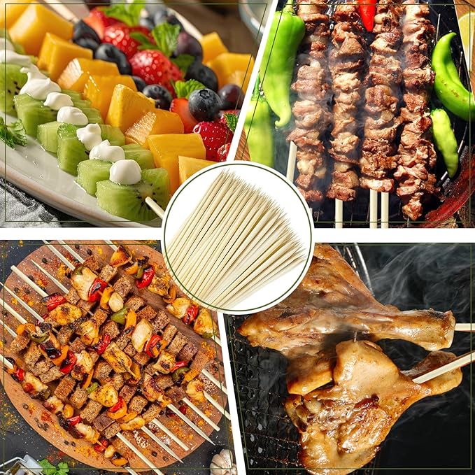 Bulk Value Bamboo Smores Sticks (200 Pcs), Long 17.5" Marshmallow Roasting Sticks for Fire Pit, 5mm Heavy Duty Wooden Skewers for Smore Hot Dog Barbecue Thick for Campfire Grilling Camping Bonfire