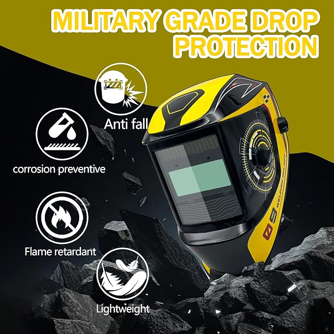 Auto Darkening Welding Helmet with Large Viewing Screen, Solar Powered, Adjustable Shade Range 9-13, Lightweight Welding Mask for TIG MIG ARC Plasma Cutting