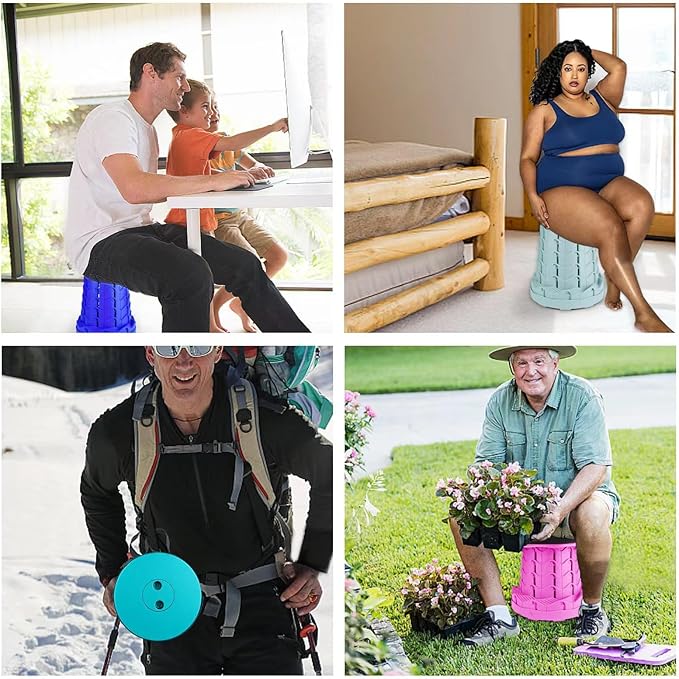 FoldingStool Colorful Stool Body Portable Collapsible Stool Seat Max Load Capacity 397lbs, Telescopic Folding Stools Retractable Stools for Adults Camping Hiking Travel Outdoor BBQ