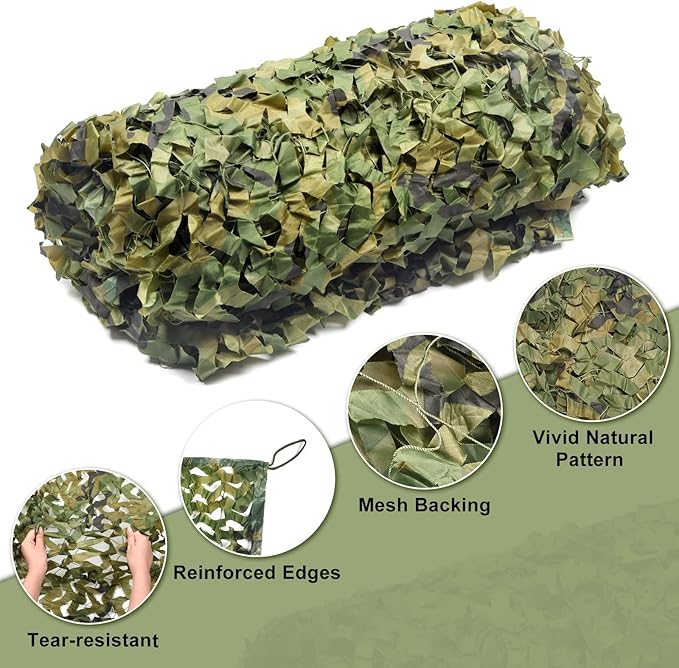 FLYEGO GEN 2 Camo Netting Camouflage Netting Hunting Blind Camo Net Camouflage Nets Military Surplus for Shooting Party Decoration Photograph Car Cover Sunshade