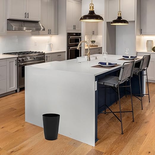 HOLDN’ STORAGE Small Trash Can - Set of 2 Open Top Waste Bin of 1.58 Gallon, Compact Waste Can Perfect for Bathroom, Kitchen, Office, Dorm - Durable Garbage Can - Glossy Black