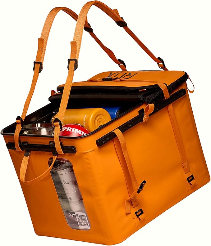 70L Collapsible Gear Box (Orange) - Modular Adventure Storage Solution For Camping Storage, Overlanding, Off-road And Van Life - Weatherproof, Durable and Multifunctional