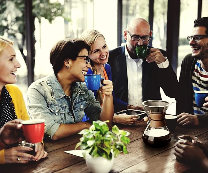 AGOGO Pour Over Coffee Maker Glass - 6/8/10 Cup Barista Kit with 304 Stainless Filter for Home, Office, Camping, Cafes - Easy Clean Coffee Dripper Set (Rag&Brush Included) (8 Cup/28 oz)