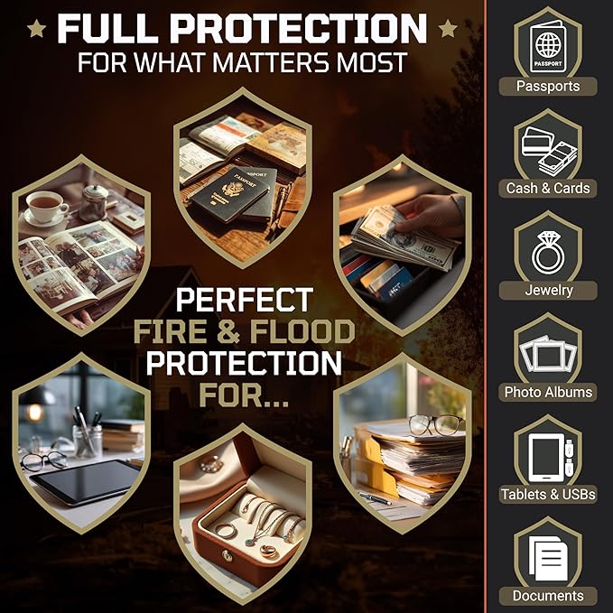 FIRESHIELD PRO Fireproof Document Bag – Portable Briefcase with Shoulder Strap, Tablet, Laptop & Card Organizer – Water Resistant, Multi-Pocket Storage for Travel, Home or Office – 17" x 12.5" x 7.2"