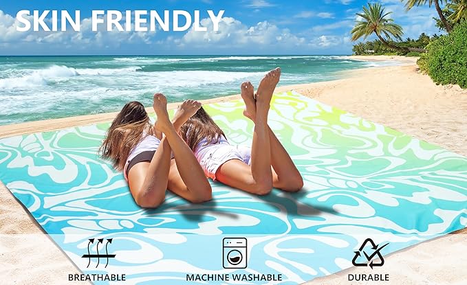 Beach Blanket Waterproof Sandproof Extra Large Beach Mat 79" X 83"/120"x108"for 1-8 Adults Quick Drying Durable Outdoor Picnic Mat for Beach Travel Camping Hiking