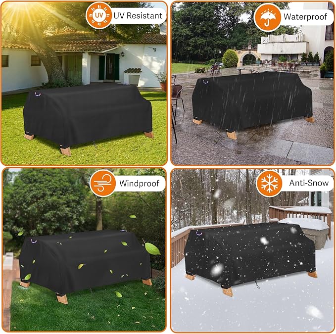 96 Inch Picnic Table Cover, Waterproof Patio Camping Table Cover for 8 ft Outdoor Picnic Table Bench Set-Weatherproof Anti-UV Picnic Bench Covers,98"L x 65"W x 30"H