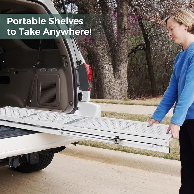 DEANIC 5-Shelf Folding Bookcase with Wheels, Rolling Bookshelf Heavy Duty Storage Shelves, Freestanding Metal Wire Shelving Unit for Living Room, Office, Kitchen, Basement, Pantry (White)