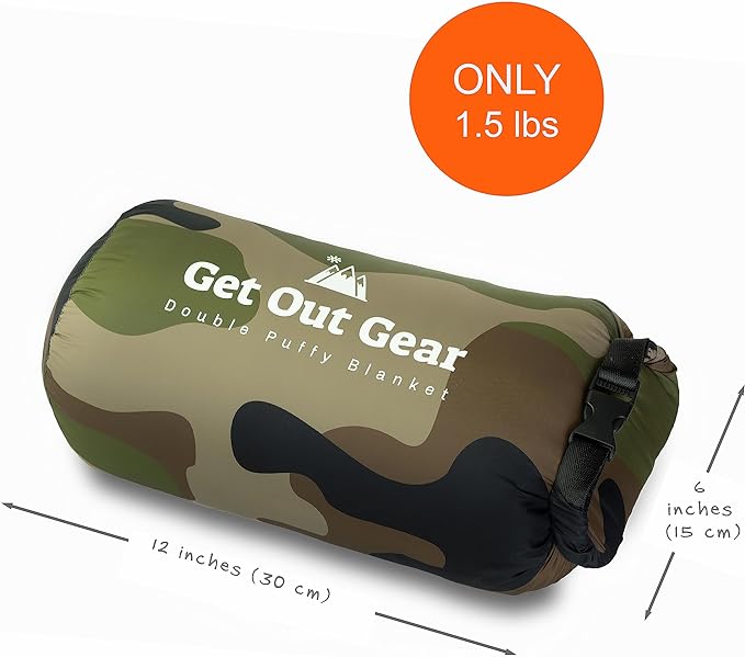 Down Camping Blanket - Puffy, Packable, Lightweight and Warm | Ideal for Outdoors, Travel, Stadium, Festivals, Beach, Hammock | 650 Fill Power Water-Resistant Backpacking Quilt