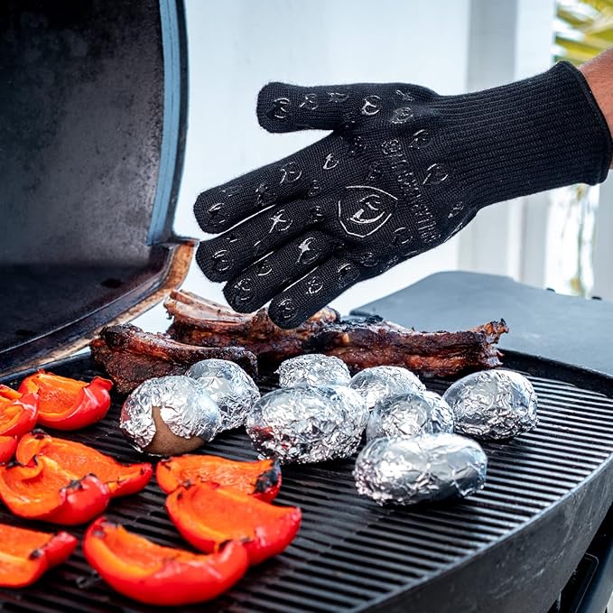 Grill Armor Oven Gloves 932°F Extreme Heat & Cut Resistant Oven Mitts with Fingers for BBQ, Cooking, Grilling, Baking – Accessory for Smoker, Cast Iron, Fire Pit, Camping, Fireplace and More